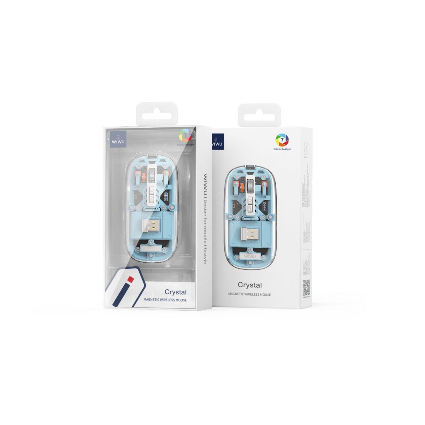 WIWU WM105 TRANSPARENT WIRLESS MOUSE - BLUE / GREY